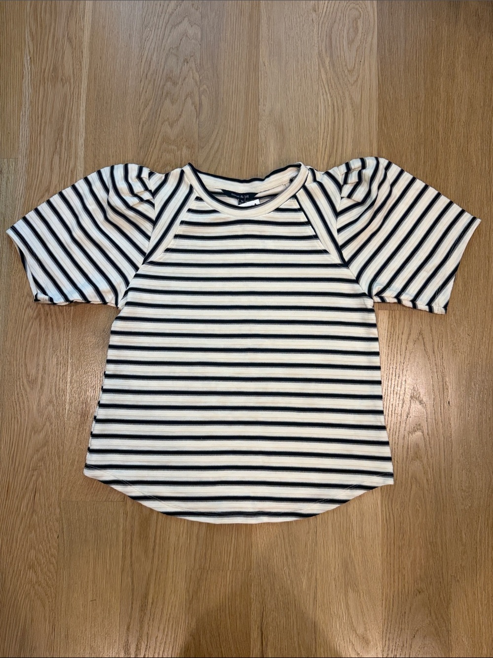 Striped Short-Sleeve Women’s Top - White & Black